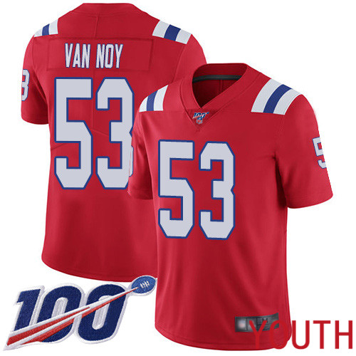 New England Patriots Football #53 Vapor Untouchable 100th Season Limited Red Youth Kyle Van Noy Alternate NFL Jersey